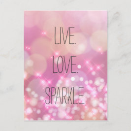 Postal Cita Inspiradora de Purpurina rosa de Live Love Sp