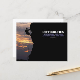Postal Cita Inspiradora de Seneca "Dificultades"