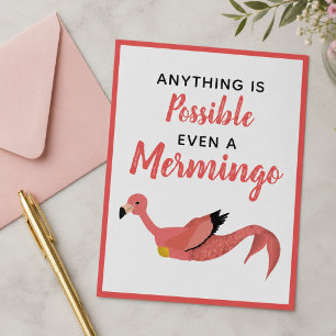 Postal Cita inspiradora de sirena flamenca rosa linda 