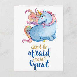 Postal Cita Inspiradora de Unicornio Azul