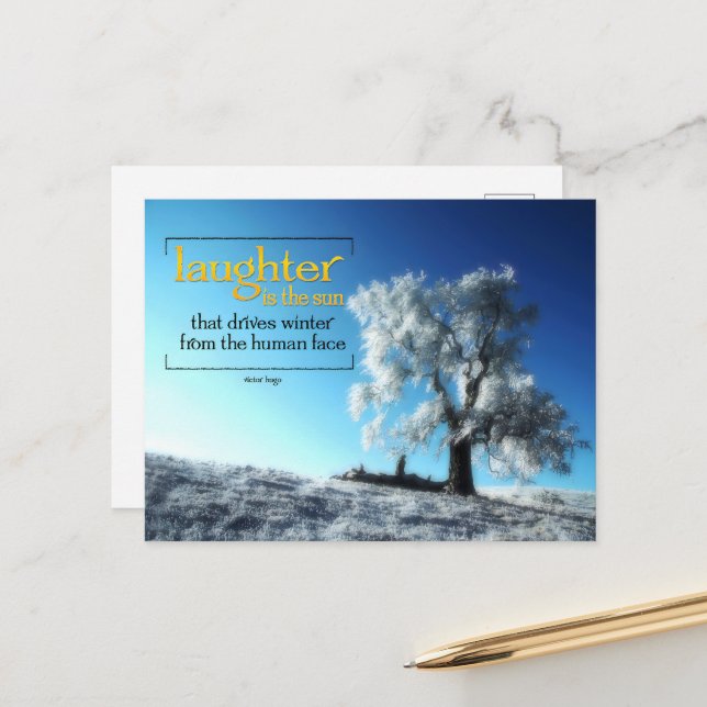 Postal Cita Inspiradora de Victor Hugo "risas" (Anverso/Reverso In Situ)