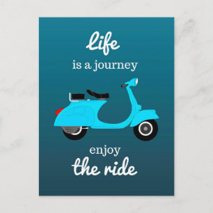 Postal Cita inspiradora de vida con ombre azul