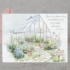 Postal Cita inspiradora del jardín verde acuarela