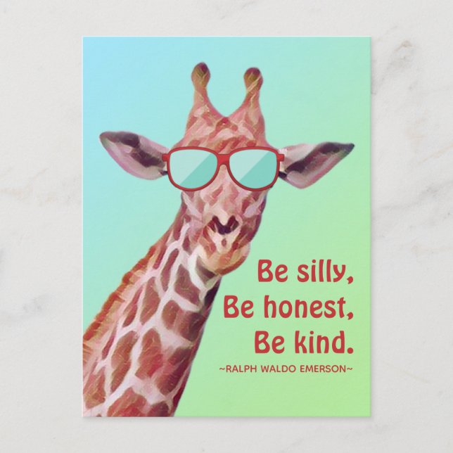 Postal Cita inspiradora Emerson Be Silly Fun Giraffe (Anverso)