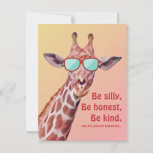 Postal Cita inspiradora Emerson Be Silly Fun Giraffe P