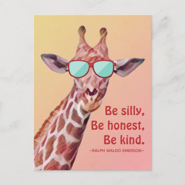 Postal Cita inspiradora Emerson Be Silly Fun Giraffe P (Anverso)