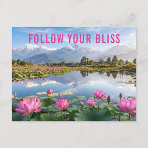 Postal Cita Inspiradora Flores Azules Rosadas Dicha Natur