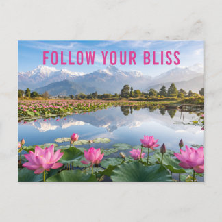 Postal Cita Inspiradora Flores Azules Rosadas Dicha Natur