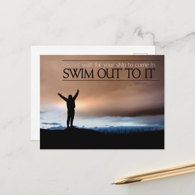 Postal Cita Inspiradora "No esperes a tu barco" (Anverso/Reverso In Situ)