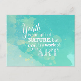 Postal Cita inspiradora sobre el envejecimiento, cotizaci