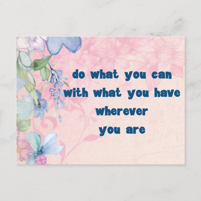 Postal Cita inspiradora sobre fondo floral (Anverso)