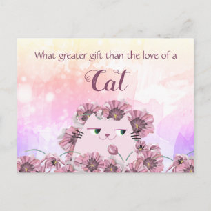 Postal Cita Linda de Amante de Gatos Florales