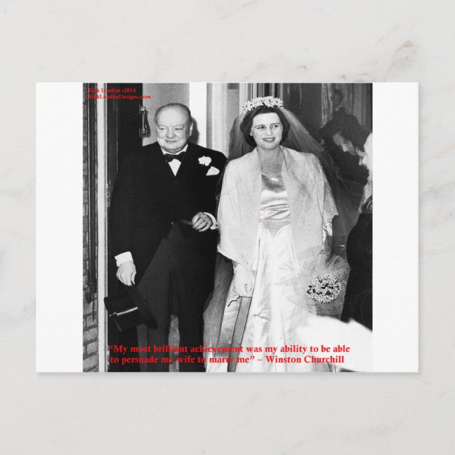 Postal Cita matrimonial Churchill y famosa (Anverso)
