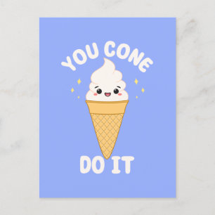 Postal Cita Motivacional de Cono de Helado Kawaii Adorabl