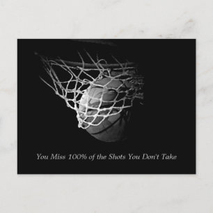 Postal Cita motivacional en blanco y negro Baloncesto