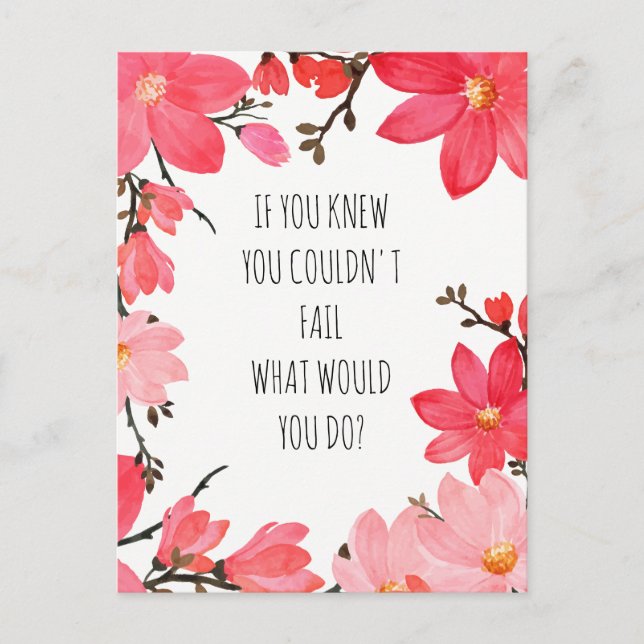 Postal Cita Motivacional Inspiradora Floral Rosa (Anverso)