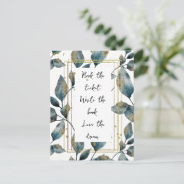 Postal Cita Motivacional Marco Dorado y Hojas