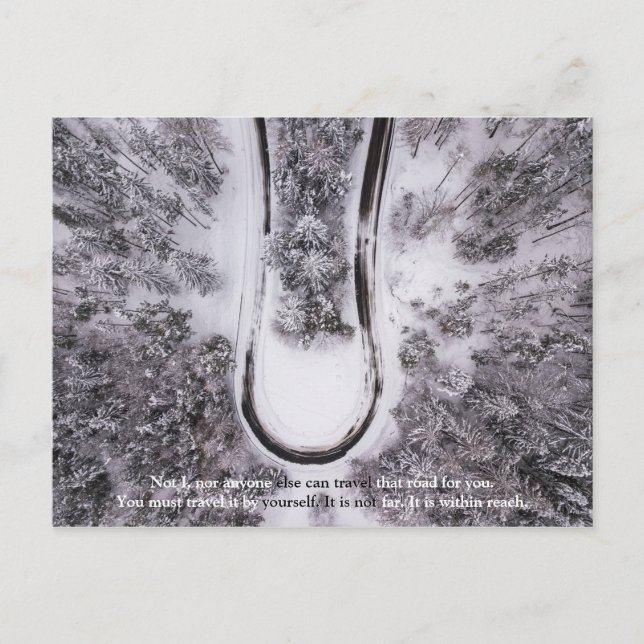 Postal Cita motivacional "Viaja por ese camino" (Anverso)