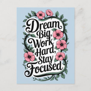 Postal Cita motivacional y decoración floral