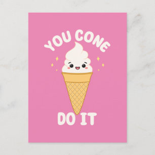 Postal Cita Motivadora De La Crema De Hielo De Kawaii