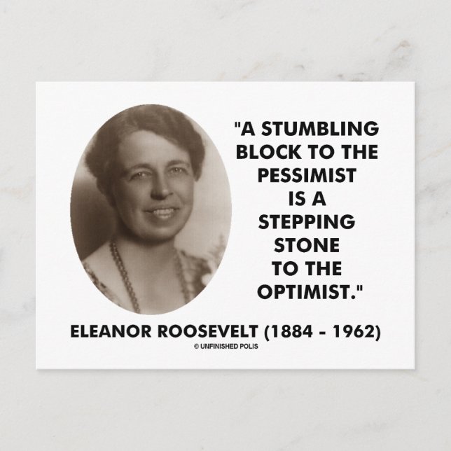 Postal Cita optimista de Eleanor Roosevelt Pessimist (Anverso)