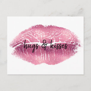 Postal Cita personalizada Kiss Pink Lips