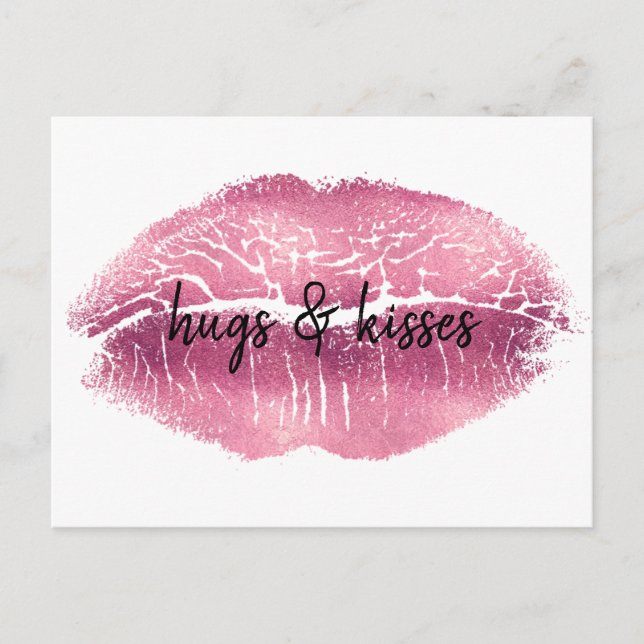 Postal Cita personalizada Kiss Pink Lips (Anverso)