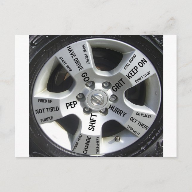 Postal Cita productos para los amantes del automóvil (Anverso)