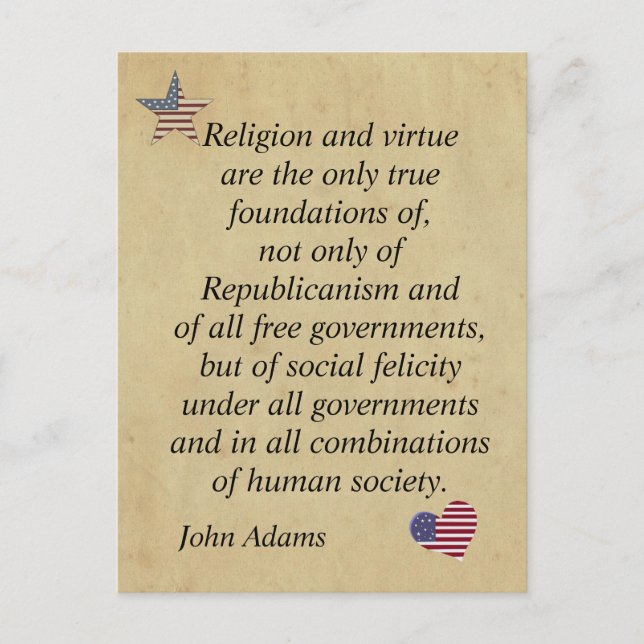 Postal Cita religiosa patriótica John Adams (Anverso)