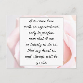 Postal Cita romántica de Jane Austen con flores rosadas p