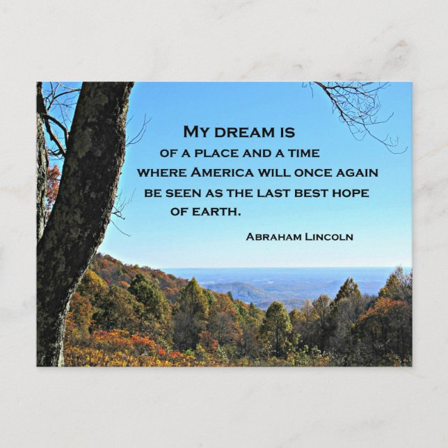 Postal Cita sobre Estados Unidos de Abraham Lincoln (Anverso)