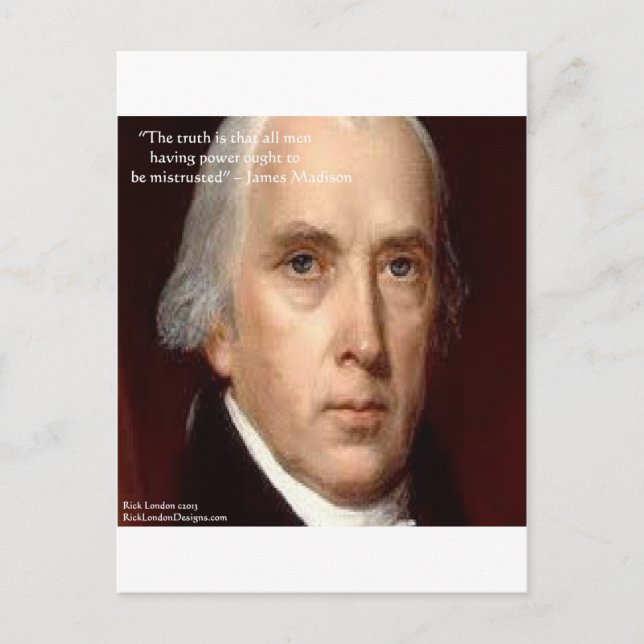 Postal Cita sobre la sabiduría de James Madison "Mistrust (Anverso)