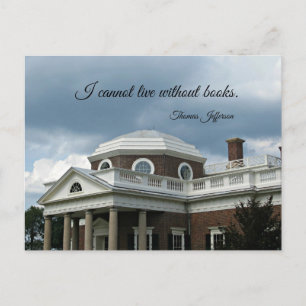 Postal Cita sobre libros de Thomas Jefferson