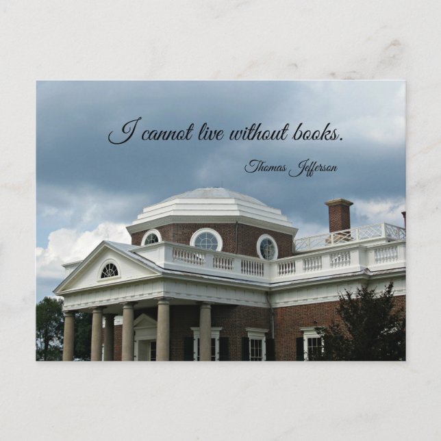 Postal Cita sobre libros de Thomas Jefferson (Anverso)