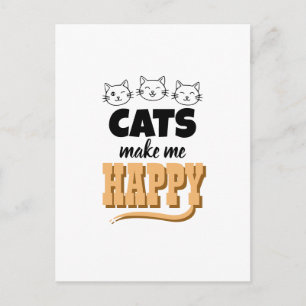 Postal Cita Tipográfica de Gato Adorable Minimalista Aman