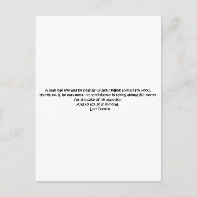 Postal Cita vegetariana de Tolstoy (Anverso)