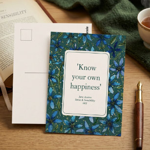 Postal Cita vintage floral de Jane Austen para amantes de