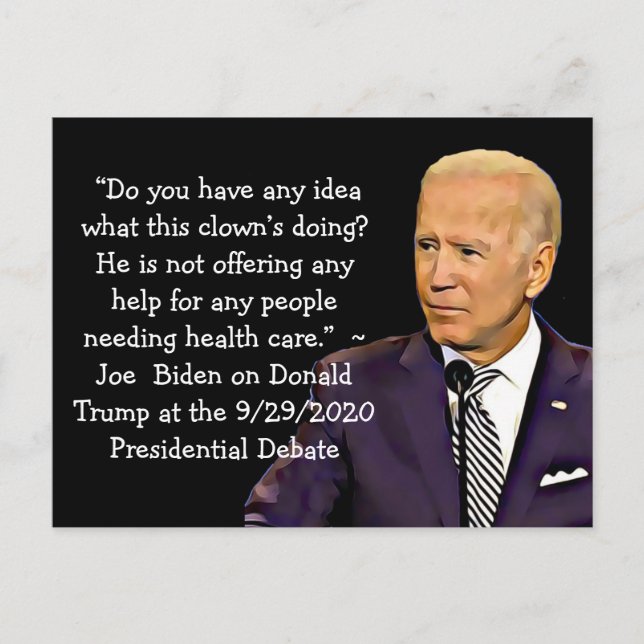 Postal Citas de Biden sobre el plan de salud de Trump (Anverso)
