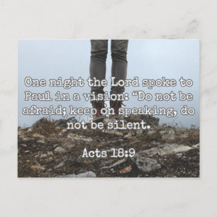 Postal Citas de Dios: Actos 18:9 — "No te calles"