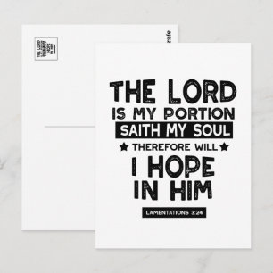 Postal Citas de Lamentaciones 3:24 El Señor es Mi Porción