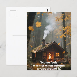 Postal Citas de otoño árboles forestales dejan caminos