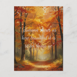 Postal Citas de otoño árboles forestales dejan caminos