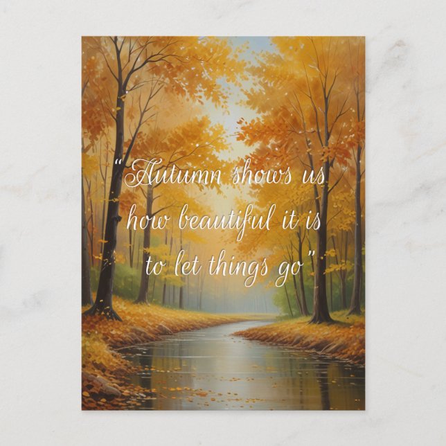 Postal Citas de otoño árboles forestales dejan caminos (Anverso)