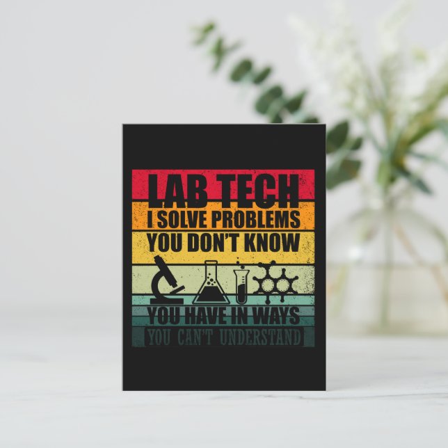 Postal Citas divertidas de técnicos de laboratorio humor  (Anverso de pie)