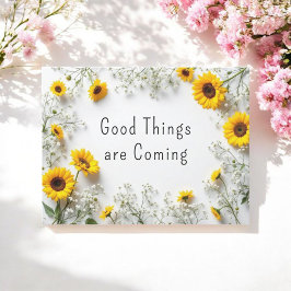 Postal Citas inspiradoras de girasoles blancos amarillos