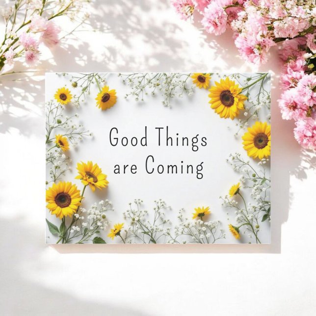 Postal Citas inspiradoras de girasoles blancos amarillos (Subido por el creador)