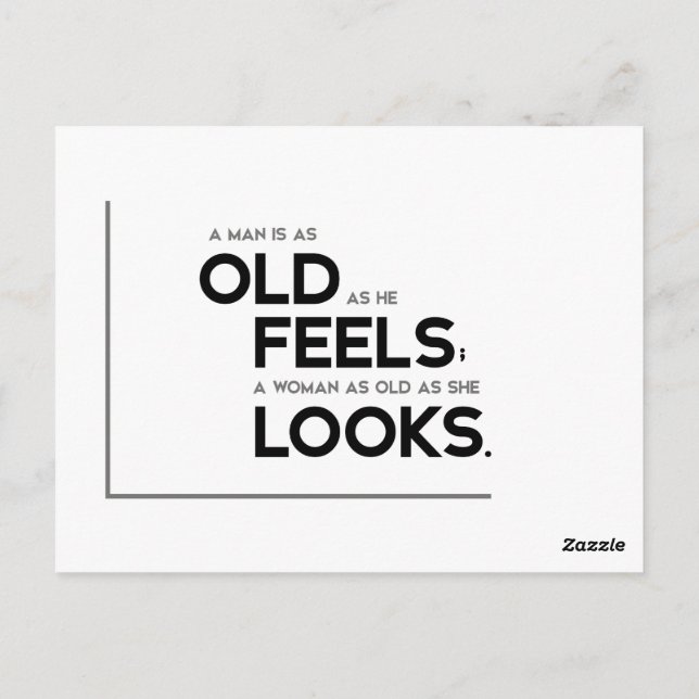 Postal Citas MODERNAS: el hombre se siente viejo, la muje (Reverso)