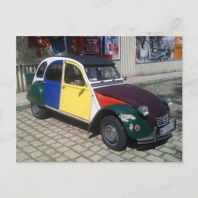 Postal Citroen colorido 2 CV (Anverso)