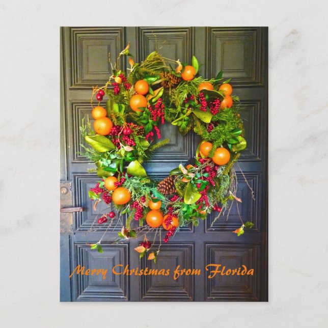 Postal Citrus Holiday Wreath Bok Gardens Florida (Anverso)