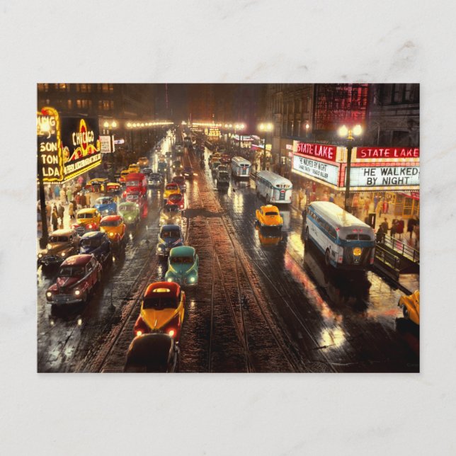 Postal City - Chicago - Caminaron por la noche en 1949 (Anverso)